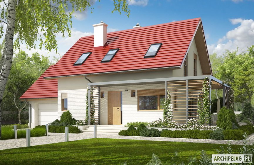 Projekt domu Lea G1 z użytkowym poddaszem i garażem
