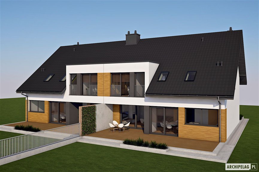 Projekt domu Wiktor G2 (bliźniak) - wizualizacja