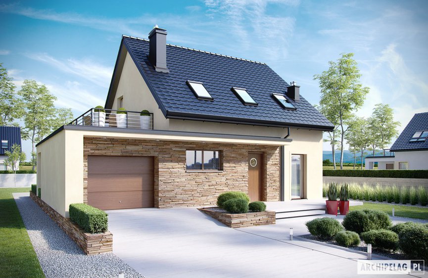 Projekt domu E14 III G1 ECONOMIC z użytkowym poddaszem i garażem