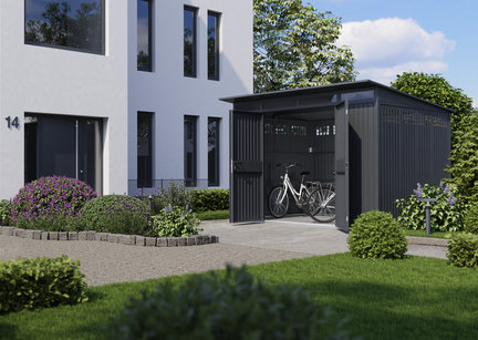 Domek ogrodowy Berry w wersji Classic Air z dachem jednospadowym i otworami wentylacyjnymi w ścianach