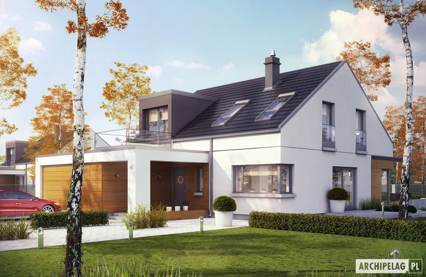 Projekt domu Edgar II G2 ENERGO PLUS z użytkowym poddaszem i garażem