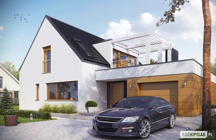 Projekt domu Neo G1 ENERGO z użytkowym poddaszem i garażem