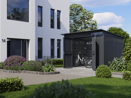 Domek ogrodowy Berry w wersji Classic Air z dachem jednospadowym i otworami wentylacyjnymi w ścianach