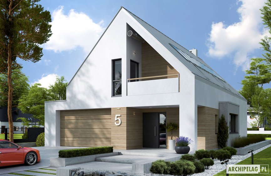 Projekt domu Riko IV G2 ENERGO PLUS z użytkowym poddaszem i garażem