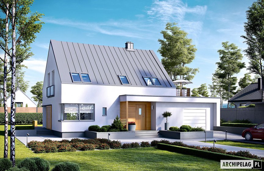 Projekt domu Lars G1 (wersja B) ENERGO PLUS z użytkowym poddaszem i garażem