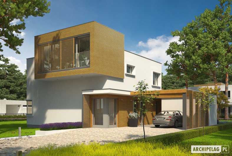 Wizualizacja projektu domu EX 10 (z wiatą) ENERGO PLUS